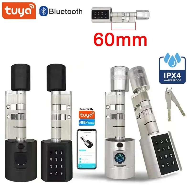 Tuya app cilindro de impressão digital fechadura da porta inteligente código teclado digital eletrônico keyless controle remoto ajustável casa apartamento - 1