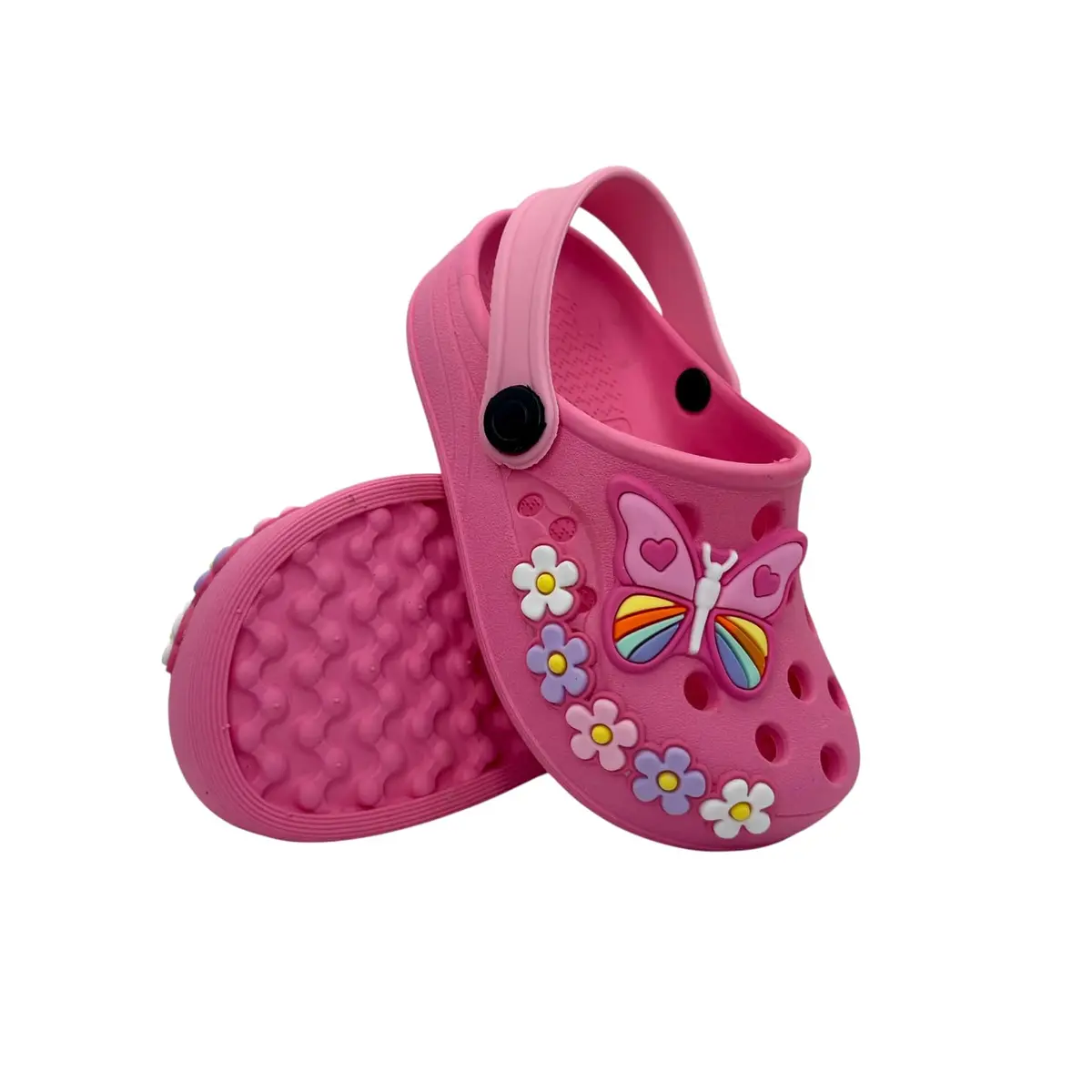 Babuche Infantil Menina Borboleta Flores Sandalia Slide Feminina | Sandália Feminina, Estampa Borboleta, Flores Decorativas, Tira Ajustável, Para Crianças
