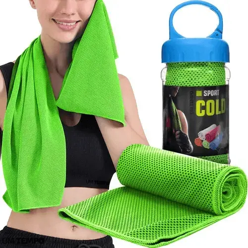 Toalha Microfibra Gelada MBFit Academia Esportiva 29x88cm Verde - 1