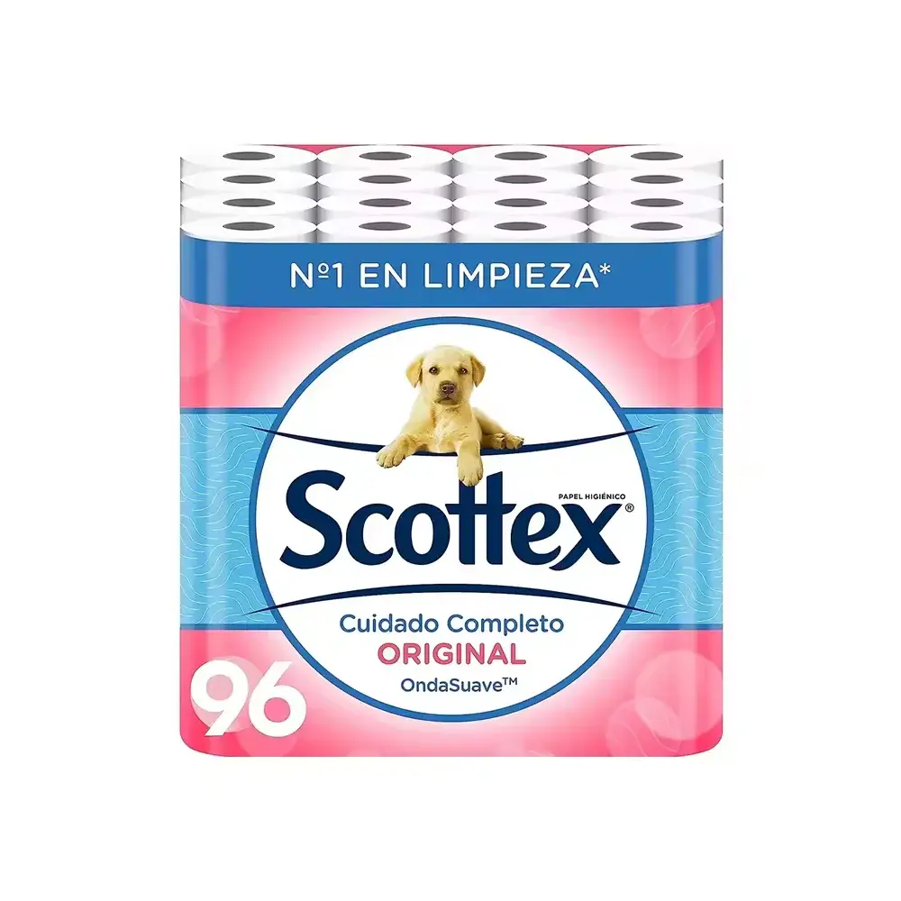 Scottex orginal toilet paper 96 rolls, 12 rolls*8 pack, two-ply rolls that provide the right balance book in softness