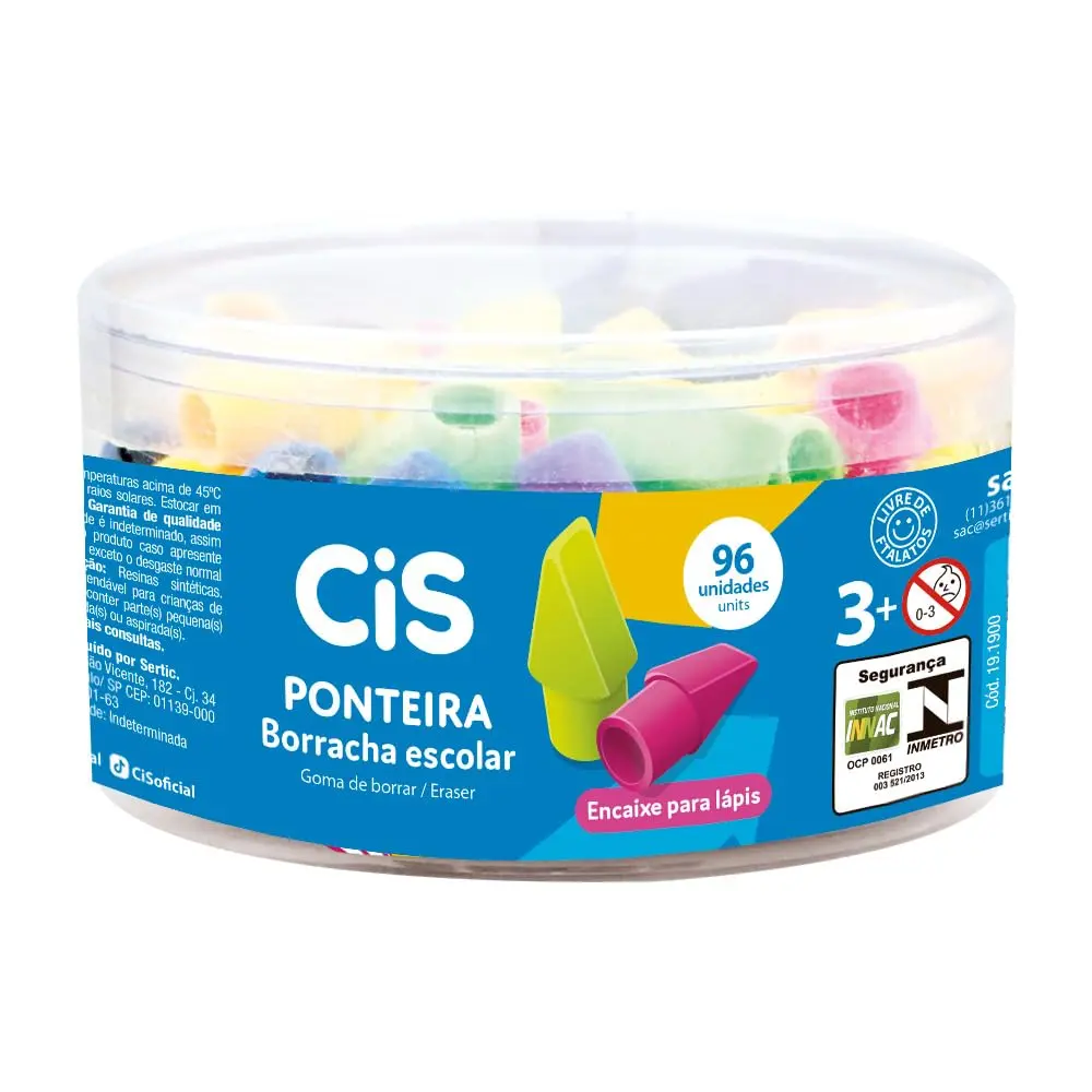 Borracha Fantasia Ponteira, CIS, 19.1900, 7 Cores Sortidas, Pote com 96 unidades
