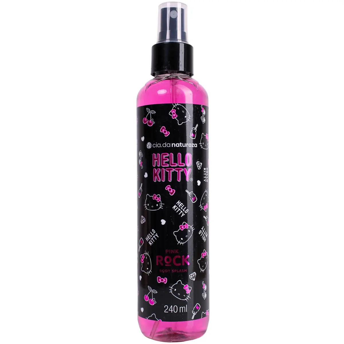 Body Splash Cia da Natureza, Hello Kitty Pink Rock, 240ml | Fórmula suave para peles sensíveis, aroma divertido e refrescante, praticidade e versatilidade