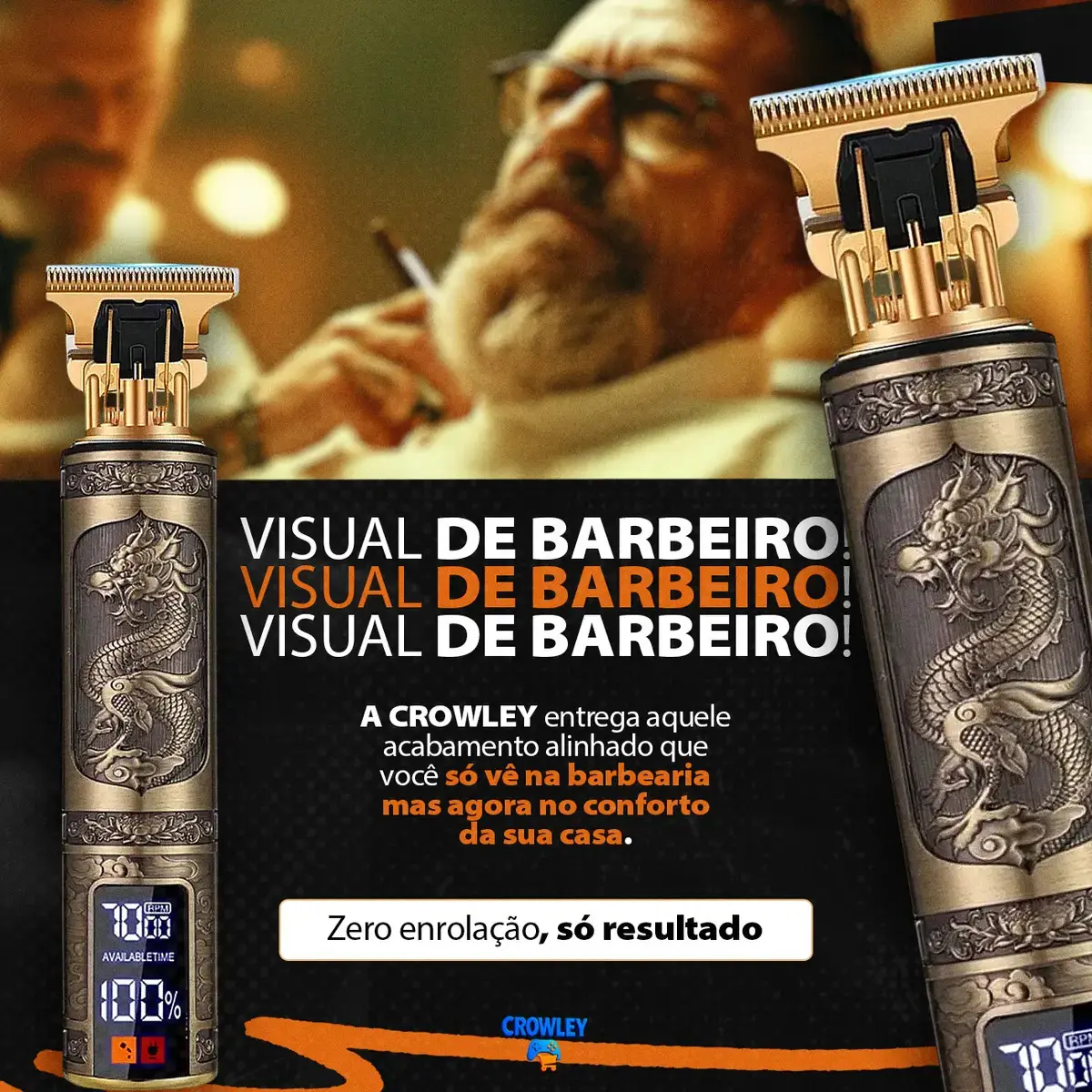 Maquina Maquininha Dragao Acabamento Com visor Display Cortar Cabelo Aparador Barba Pelos Elétrica Sem Fio Recarregavel - Crowley thumbnail 2