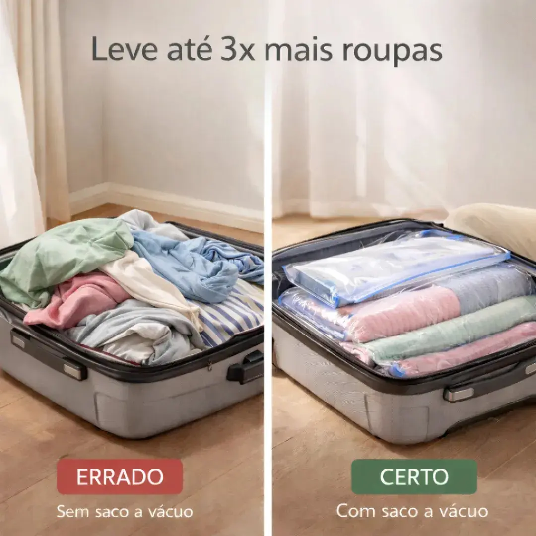 Kit 10 Sacos A Vácuo 40cmx60cm Kit Com Bomba Organizador De Roupas Viagem Casa Mala Otimização De Espaço thumbnail 6