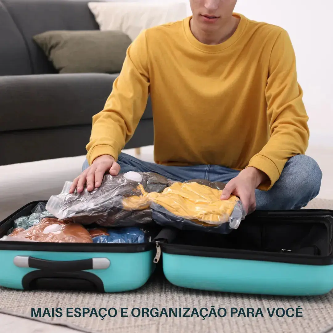 Kit 10 Sacos A Vácuo 40cmx60cm Kit Com Bomba Organizador De Roupas Viagem Casa Mala Otimização De Espaço thumbnail 7