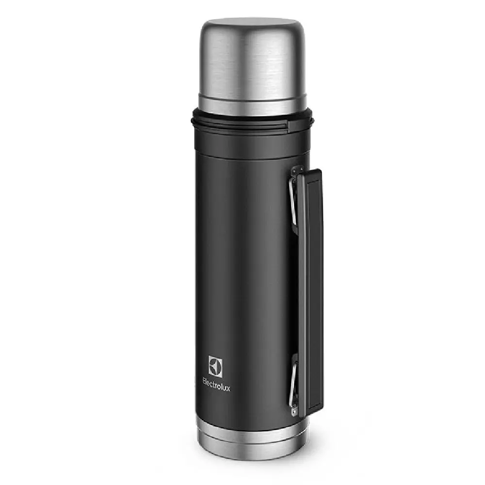 Garrafa Térmica Sense to Go 1L Preta Electrolux | Aço Inoxidável, Parede Dupla com Alça de Transporte, Quente 24 Horas e Frio 12 Horas, para Água, Café e Chá - 1