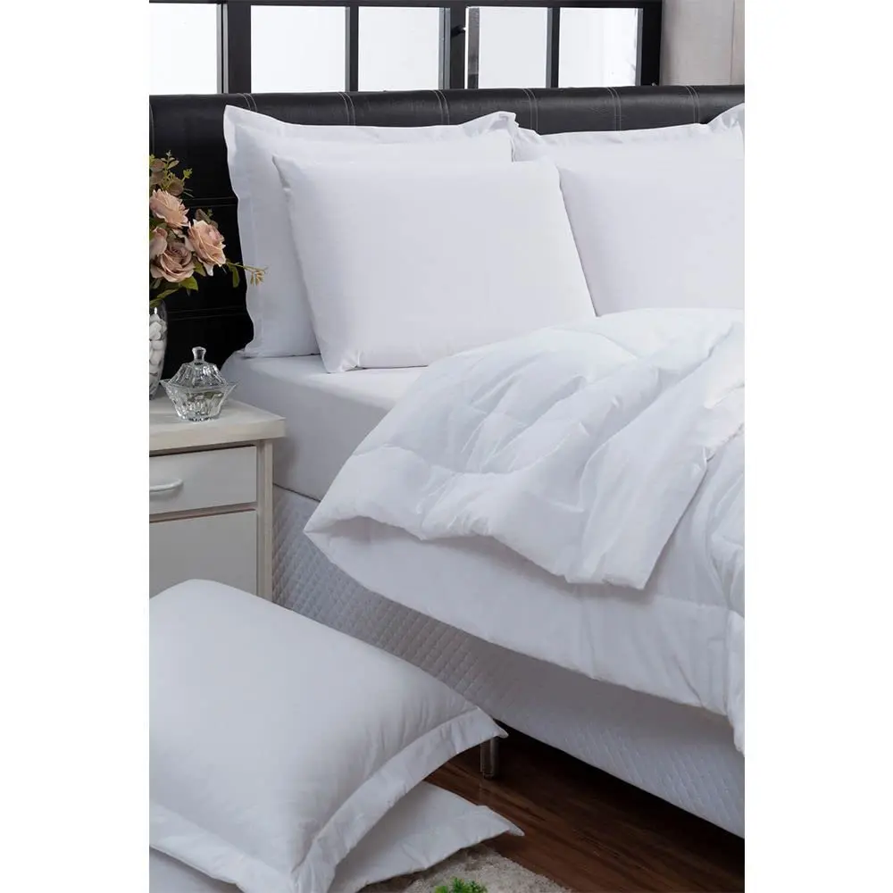 Kit Edredom Casal Queen 3 Peças Percal 200 Fios 100% Algodão Dupla Face (Branco)