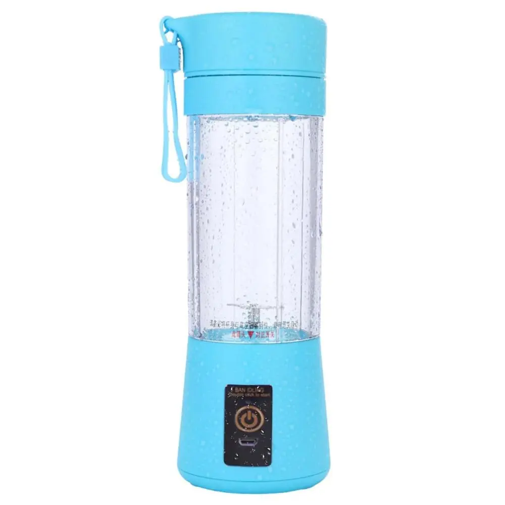 Mini Liquidificador Portátil Mixer USB Recarregável 6 Lâminas Azul