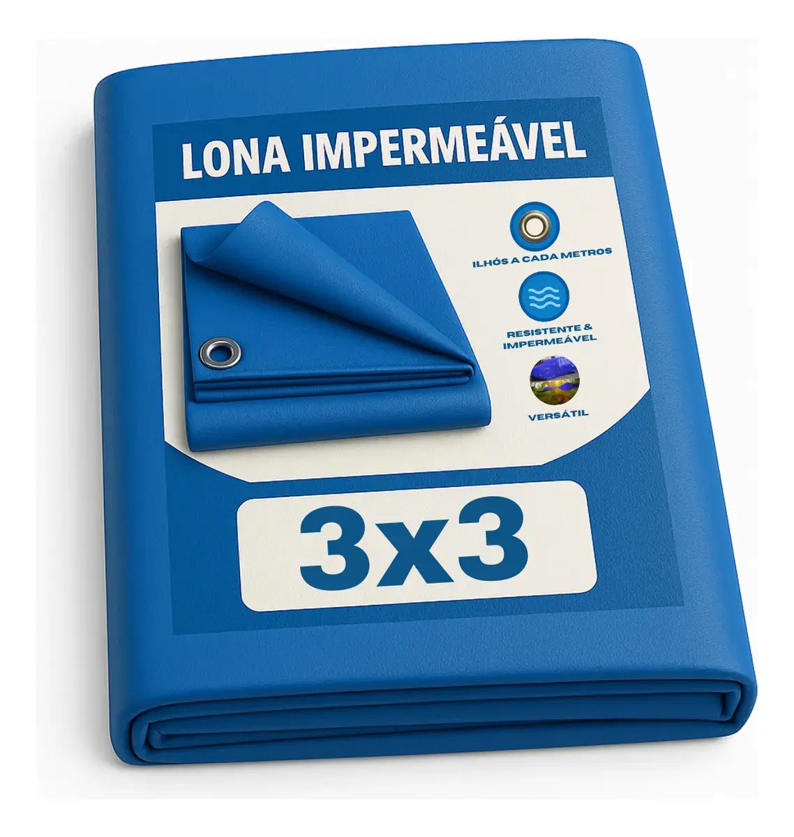 Lona Azul 3x3m Lonas Online Impermeável UV Reforçada Multiuso Polietileno