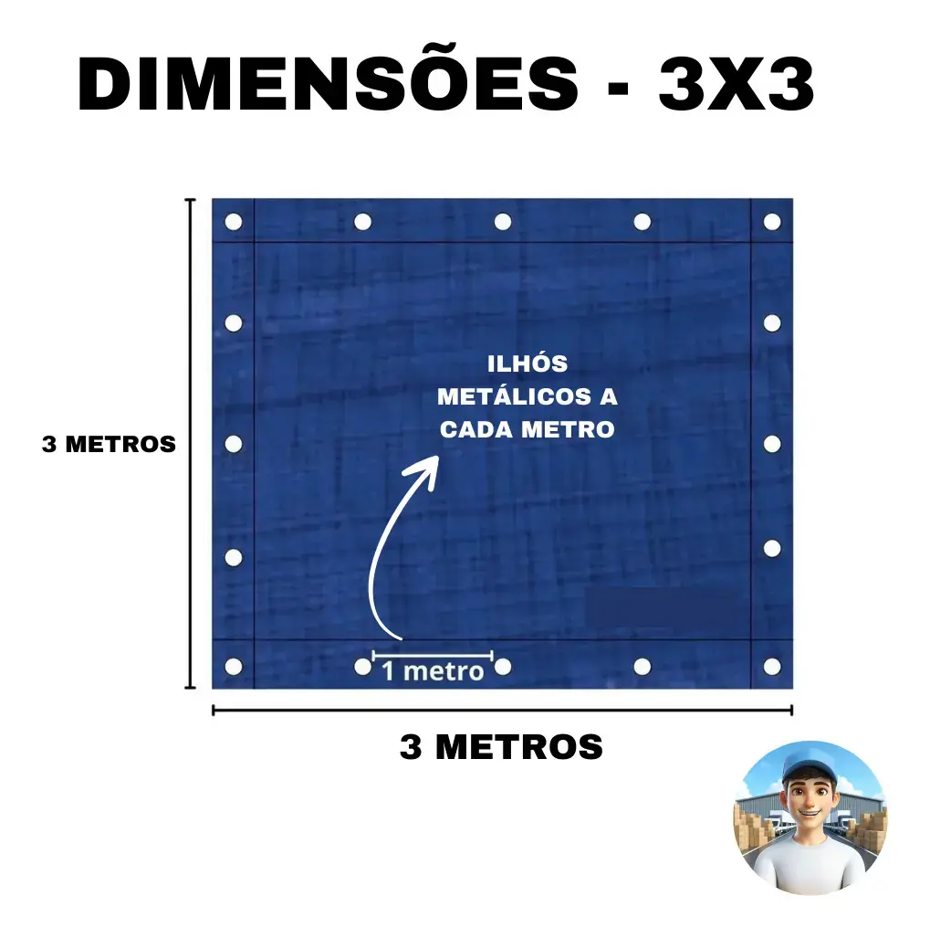 Lona Azul 3x3m Lonas Online Impermeável UV Reforçada Multiuso Polietileno thumbnail 5