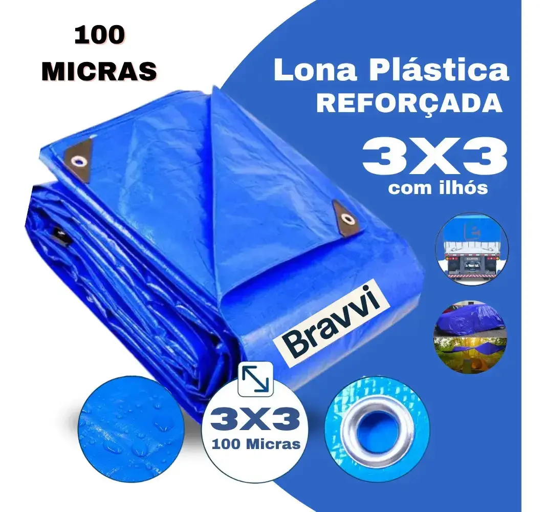 Lona Azul 3x3m Lonas Online Impermeável UV Reforçada Multiuso Polietileno thumbnail 7