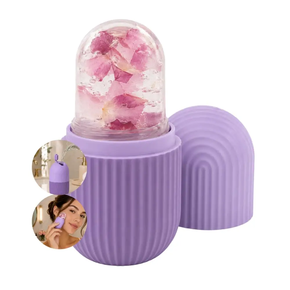 Massageador Facial de Gelo em Silicone para Skincare e Massagem no Rosto (Lilás)