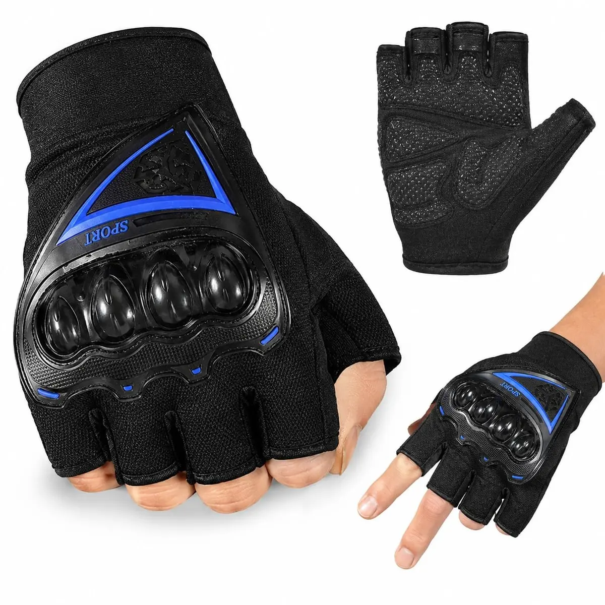 Luva Esportiva Meio Dedo Com Proteção Rígida Para Moto Bike Academia Ciclismo e Aventura