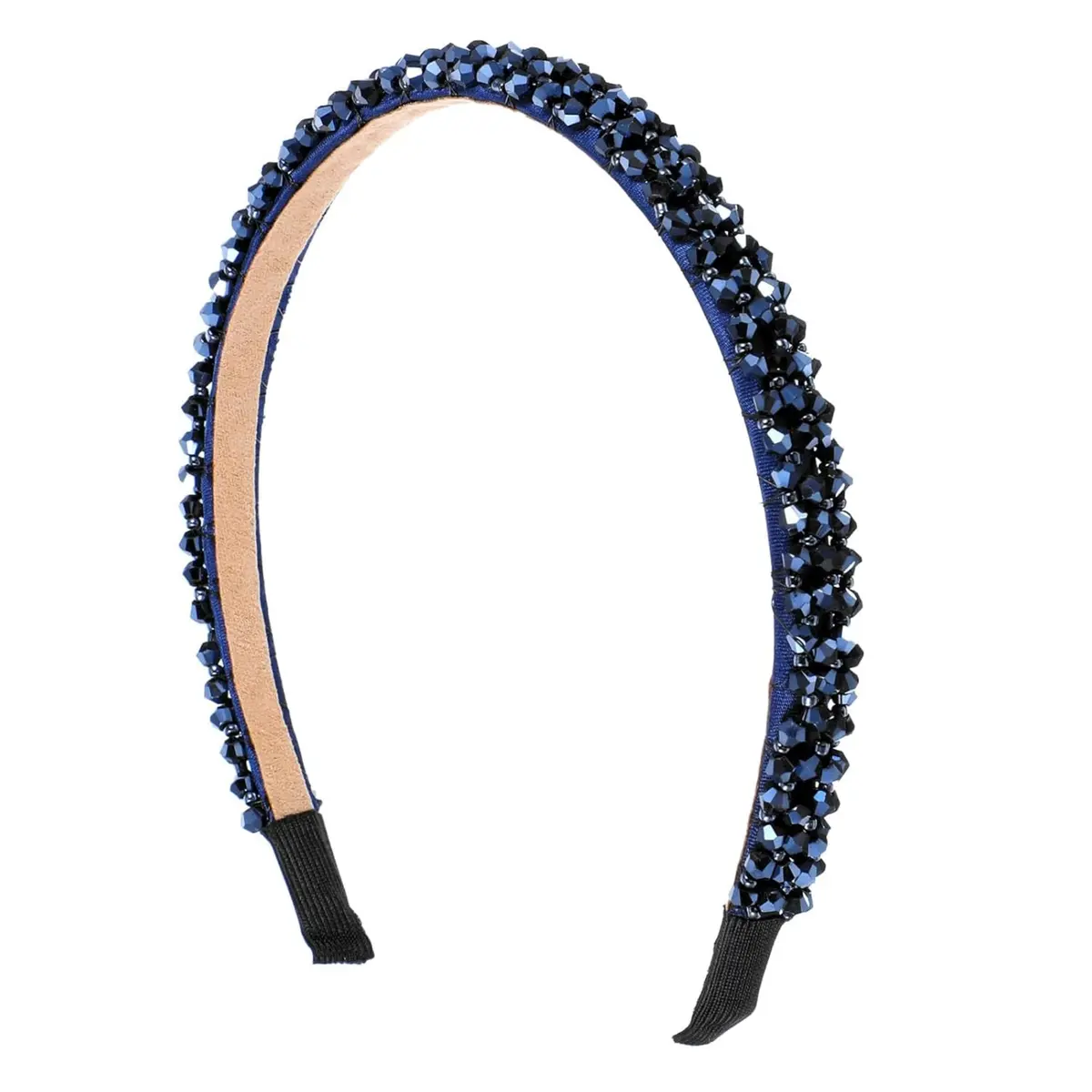 Tiara Feminina Azul Marinho com Strass Brilhante - Arco de Cabelo Elegante para Festas, Eventos e Uso Diário