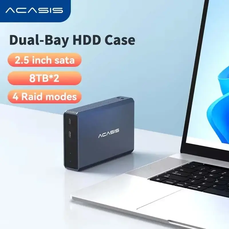 Acasis 2.5 Polegada hdd caso duplo bay gabinete de disco rígido externo ssd para matriz de disco rígido sata com função raid caso do pc