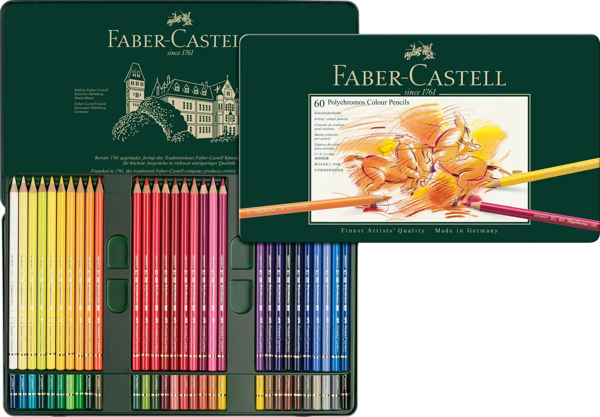 A&G Estojo Lápis Polychromos, Faber-Castell, Multicor, 60 Cores, Faber-Castell, 110060, Multicor, 60 Cores
