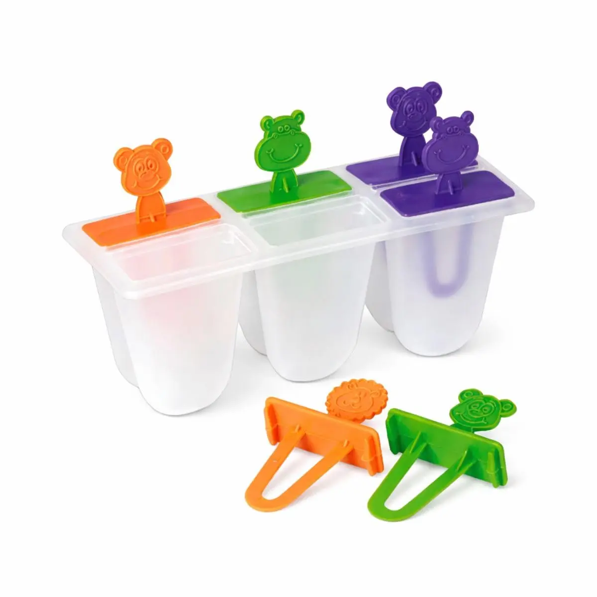 Kit 6 Formas Forminhas Picolé Sorvete 6 Cavidades Moldes Infantil Bichinhos Cores Sortidas Livre de BPA Utensílio de Cozinha Premium - 1