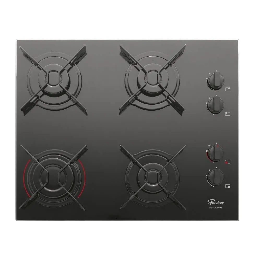 Fischer Cooktop à Gás 4 Bocas Fit Line Mesa Vidro Preto Bivolt - 26342-57175