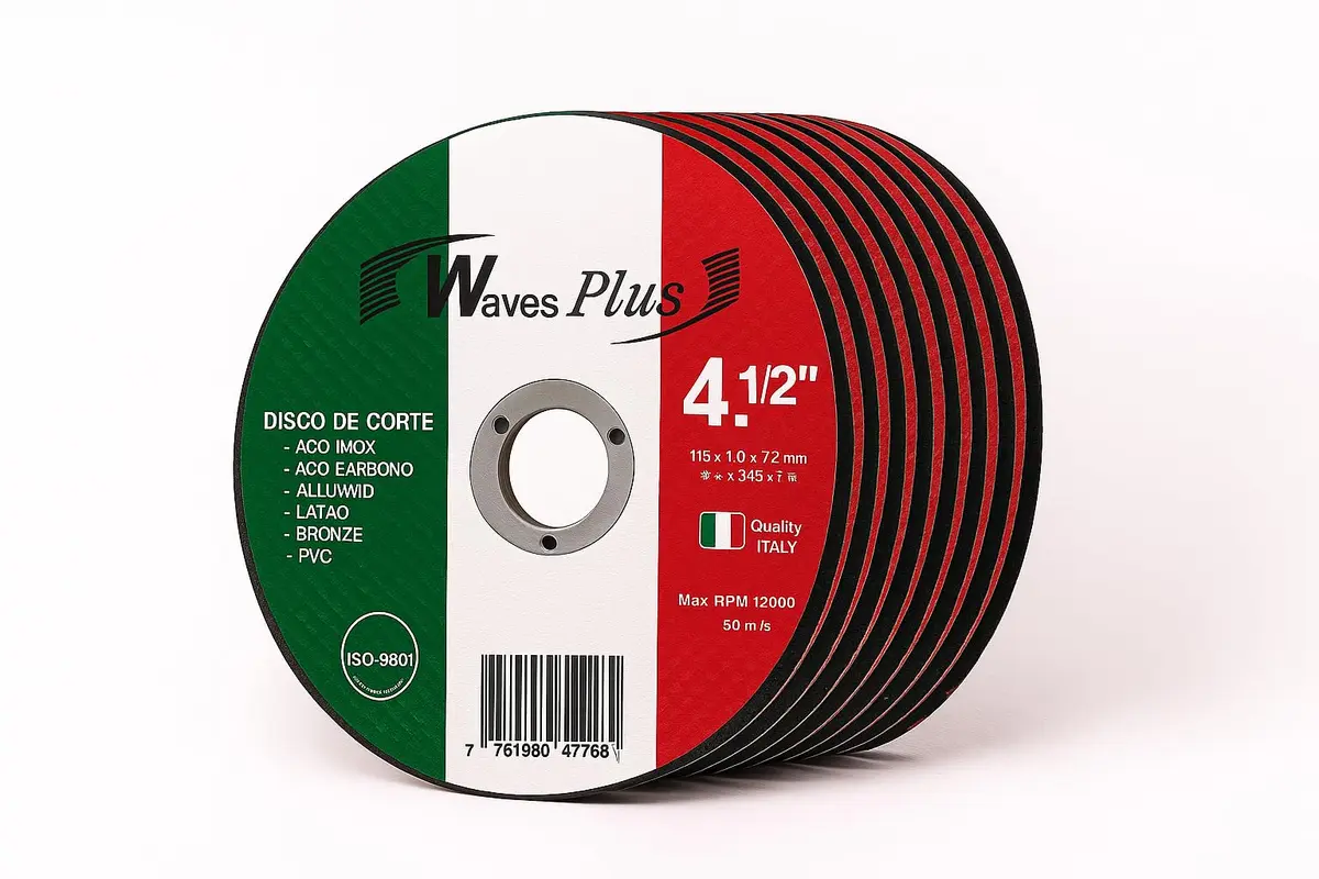 Kit 10 Discos de Corte Fino 115mm (4 1/2”) x 1,0mm – Furo 22,23mm (7/8) – Para Esmerilhadeira – Corte de Metal/Inox/Aço