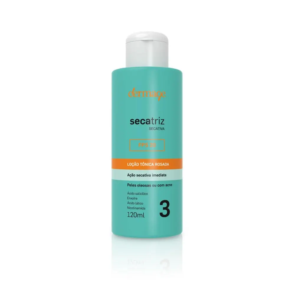 Secatriz Loção Tônica Rosada, Tônico Facial Adstringente, Com Fotoproteção FPS20, Ácido Salicílico, Ação Secativa, Controle de Oleosidade, 120ml - 1