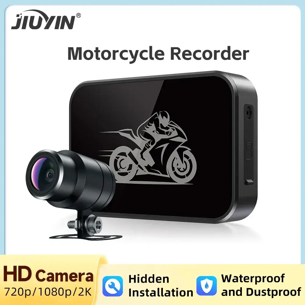 Câmera de Ação para Motocicleta 720P/1080P/2K HD DVR à Prova d'Água IP67, Gravador de Câmera Frontal e Traseira para Motocicleta com Conexão WiFi Inteligente - 1