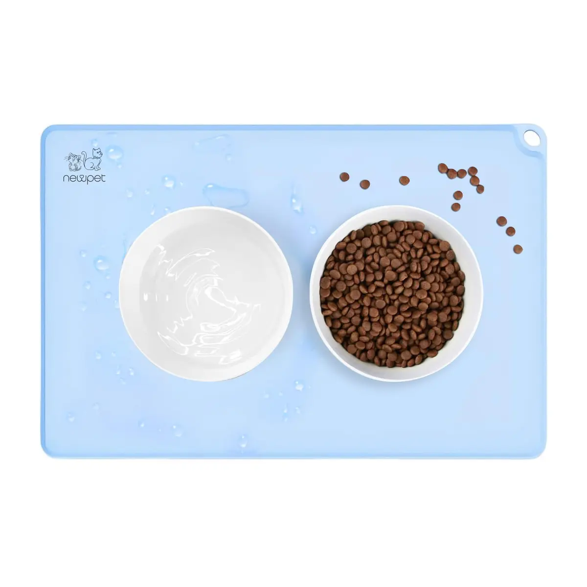 Jogo Americano de Silicone para Pets, Cães Tapete Organização Fácil Limpar, Altos Tapetes Antiderrapantes para Tigela de Cachorro para Comida e água, 50CM*40CM (50CM*40CM, Azul) - 1