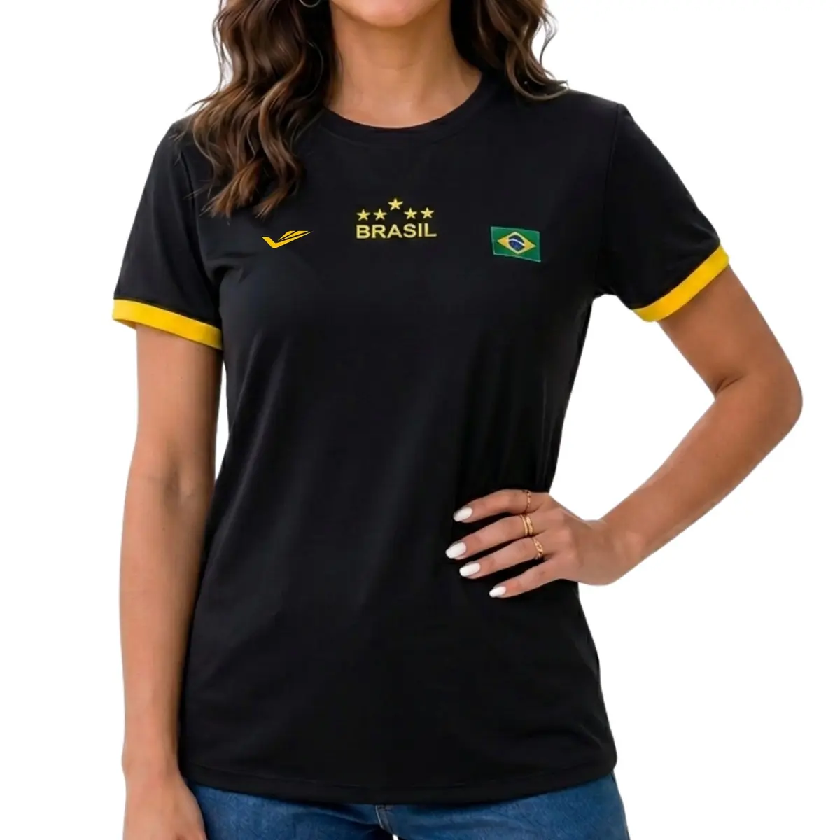 Camisa do Brasil Feminina Copa 2026 Camiseta Seleção Brasileira Estampada Elite Dry Fit Proteção UV Torcedor
