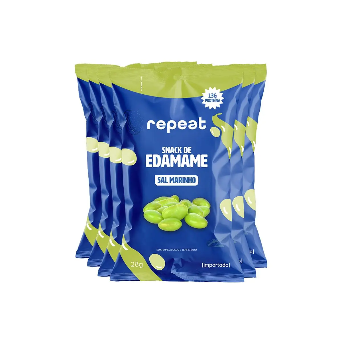 Repeat, Snack de Edamame com 13g de proteína por embalagem de 28g | Kit com 8 unidades | Snack Crocante | Naturalmente Proteico (Sal marinho) - 1