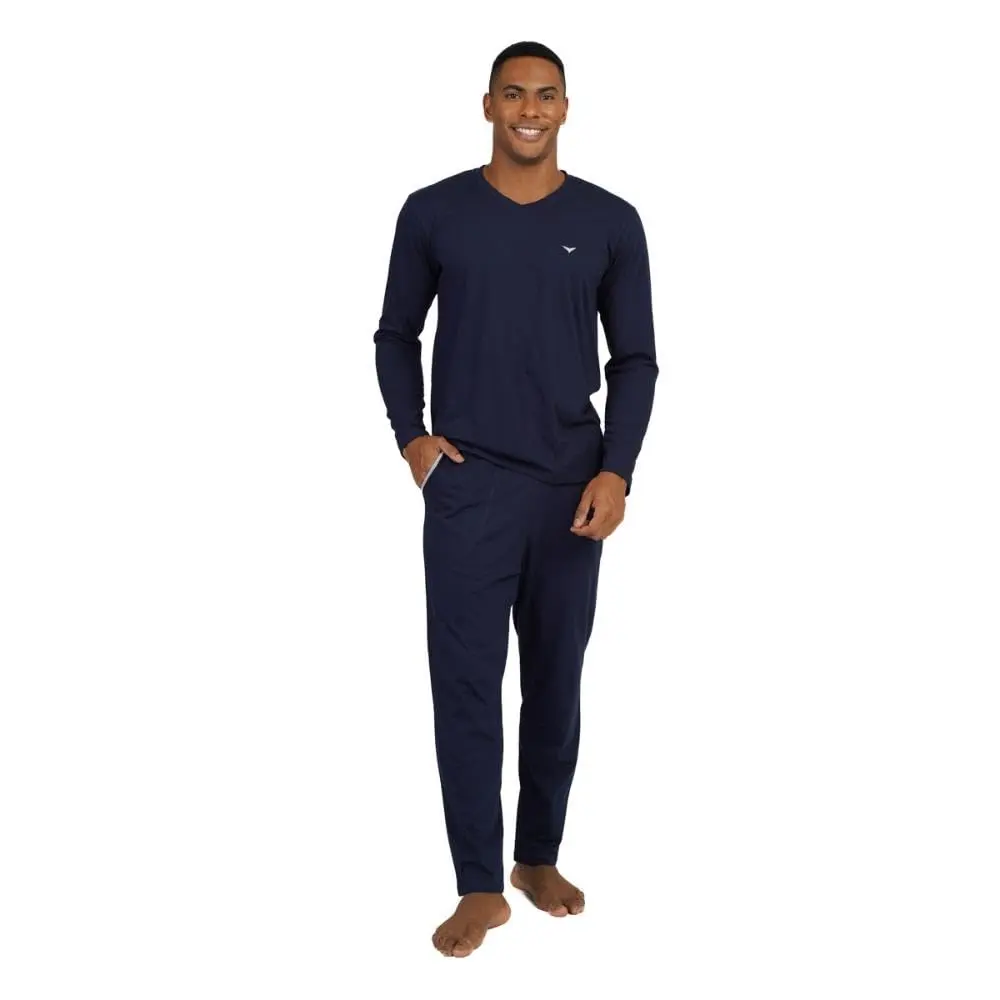 Pijama Masculino Longo Inverno 100% algodão Conforto Bolso - 258144 - 1