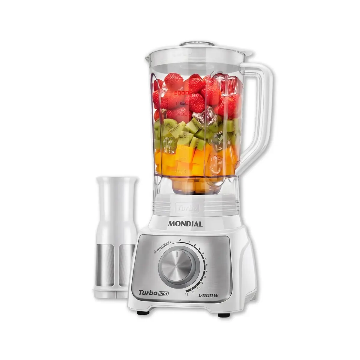 MONDIAL, Liquidificador Turbo Branco/Inox 1100W, 110V - L-1100-WI - 1