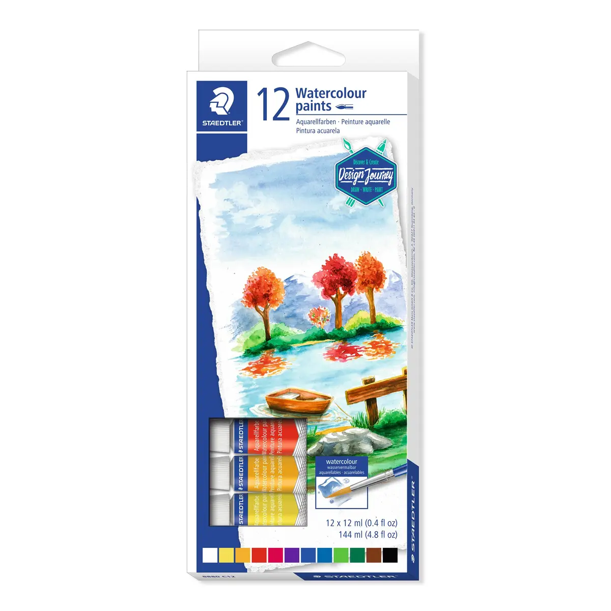 Aquarela, Tinta Para Aquarela, Staedtler, com 12 cores, 8880 C12 02, Multicolorido, 12 Mililitros