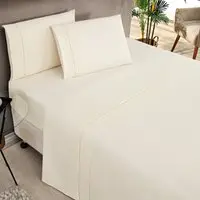 Jogo Cama Lençol Casa Scarpa Home Basic King 180 Fios c/ Ponto Palito 4 Peças - Palha - 1