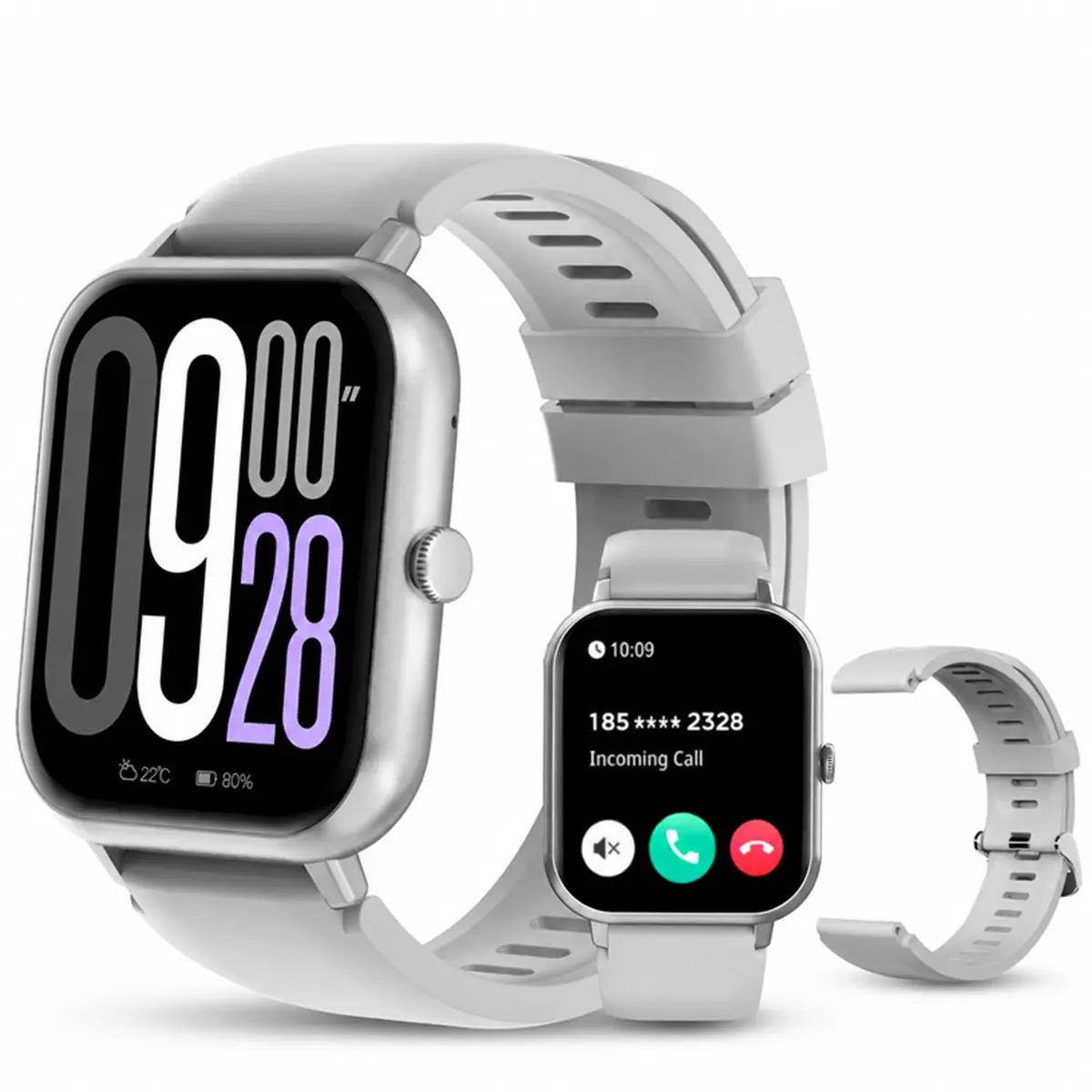 Smartwatch PEJE ZW01 com Chamadas, Pulseira Extra e 123+ Modos Esportivos | Tela HD de 1,83”, IP67, Bateria de 3–7 Dias, Notificações, Música, Clima, iOS/Android, Uso Simples e Rápido ( Prata ) - 1