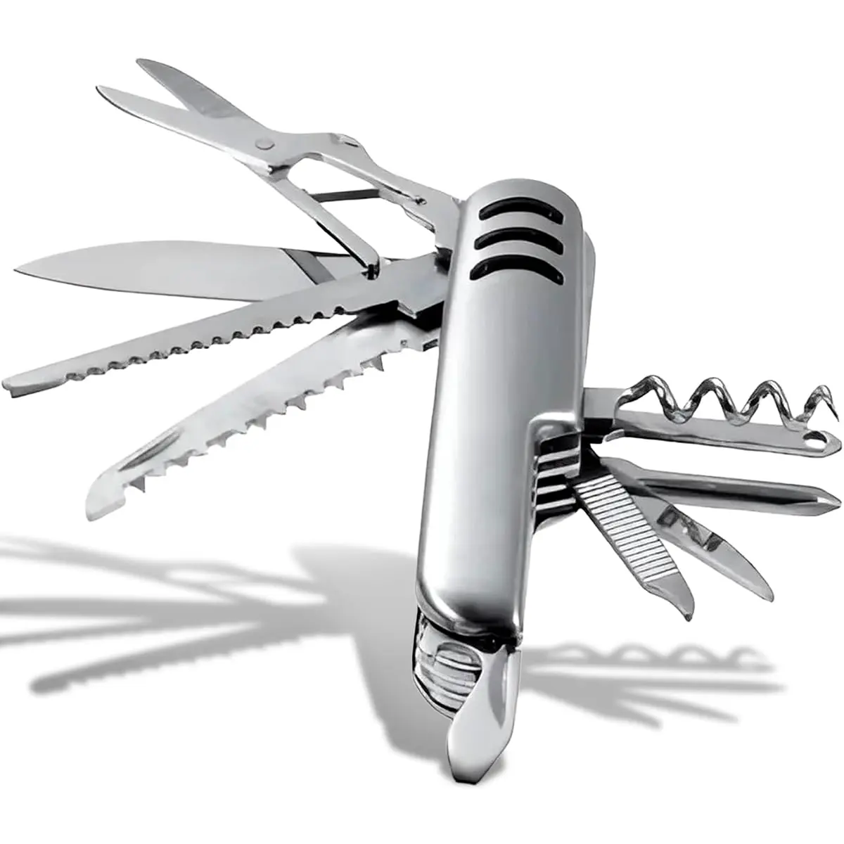 Canivete Suíço Multifuncional 11 em 1 Inox Dobrável Portátil | Para camping, trilhas e pequenos reparos: várias funções reunidas em um design compacto, resistente e fácil de levar. - 1