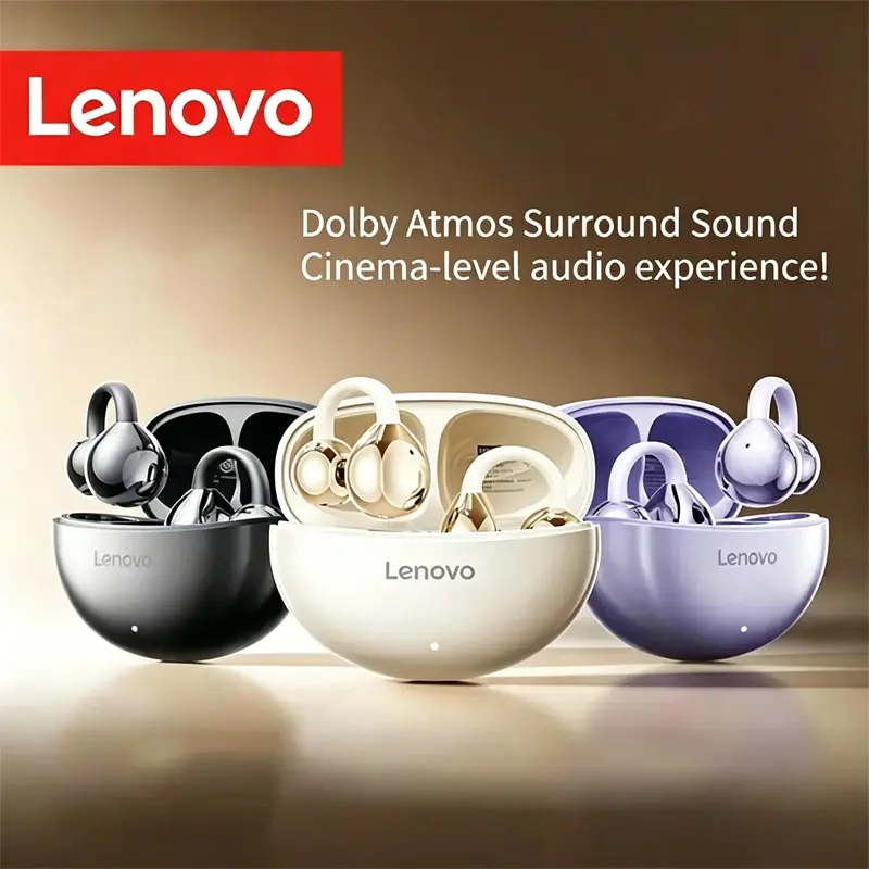 Fones de Ouvido Sem Fio Lenovo TA410 TWS com Efeitos Sonoros Panorâmicos, Clip de Orelha, Condução Óssea, com Microfone, Bluetooth 5.4 - 1