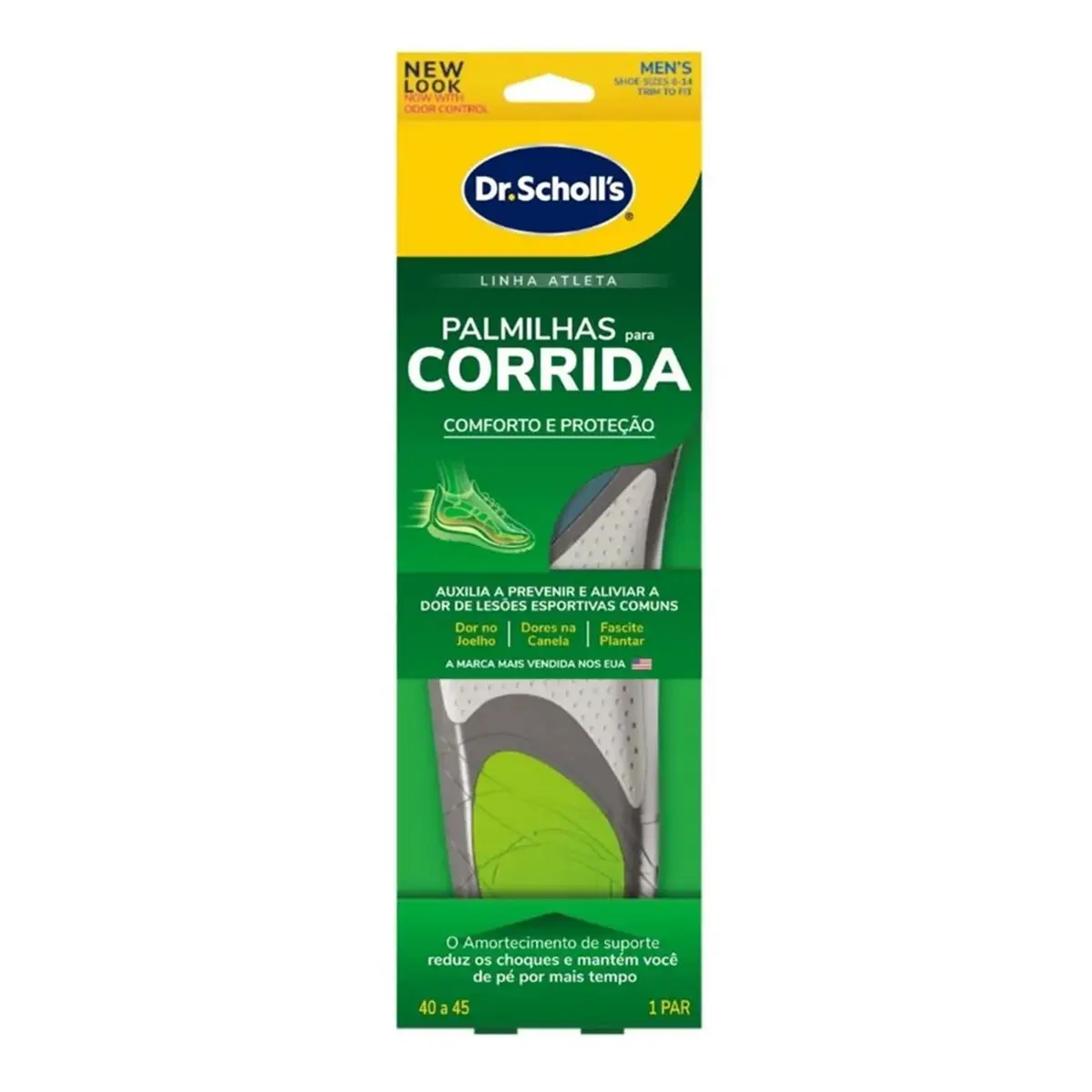 Palmilhas para Corrida Dr. Scholl’s - Calçados 40 ao 45 – Suporte Dinâmico, Amortecimento Avançado e Absorção de Impacto para Corrida