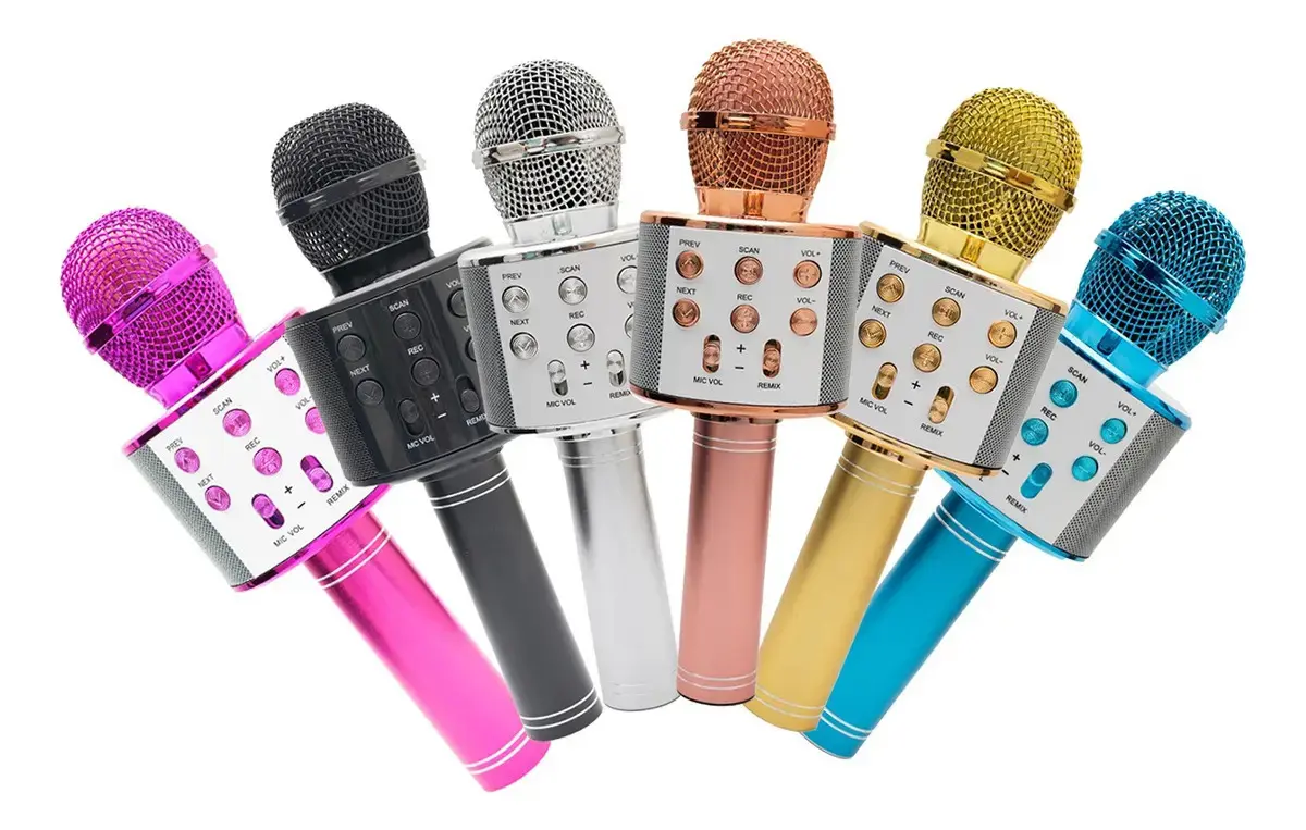 Microfone Karaokê Muda Voz Caixa De Som Bluetooth Infantil Cor Azul