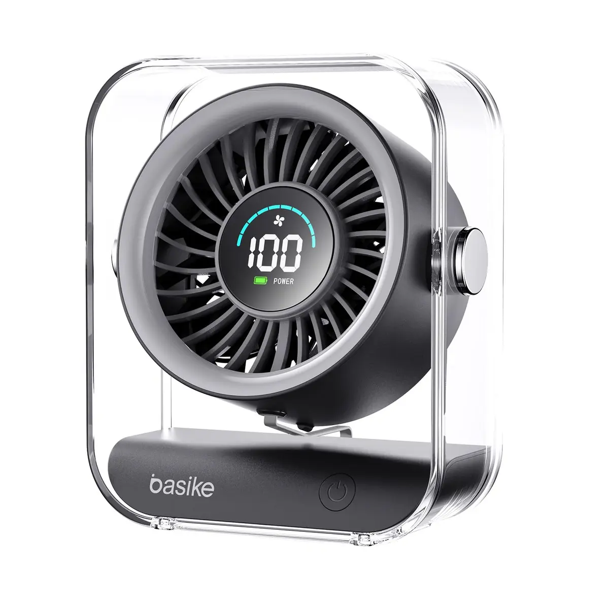 Basike Ventilador de Mesa Mini com Display Digital, 100 Níveis | Velocidade Portátil Bateria 5000mAh de 7h, Anjo Ajustável 60°, Silencioso para Casa, Escritório e Viagens
