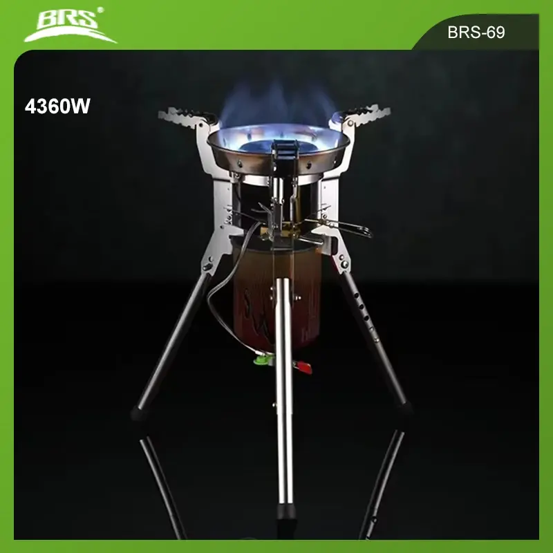 BRS-69 alta potência 4360w fogão a gás ao ar livre altura ajustável queimador de gás dobrável acampamento piquenique fogão à prova vento acessório cozinha