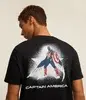 Camiseta Regular em Algodão com Estampa Capitão América Preto - 1