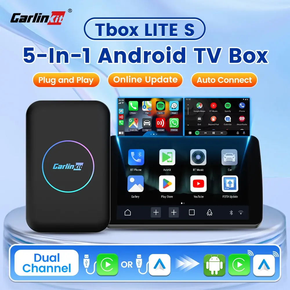 CarlinKit HDMI Android TV Box 5 em 1 Adaptador sem fio Suporte Netflix IPTV Sem fio Android Auto & CarPlay Dongle para rádios automotivos - 1