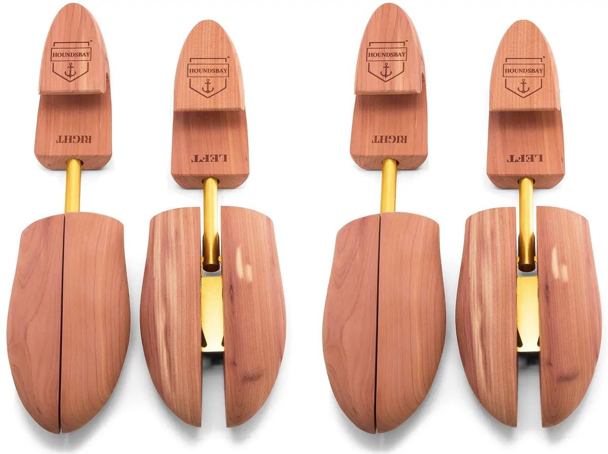 HOUNDSBAY Árvore de sapato de cedro, árvores de sapato para homens e | Sapato de madeira de cedro vermelho 100% aromático para botas e tênis, protetor de vinco natural e modelador de sapatos