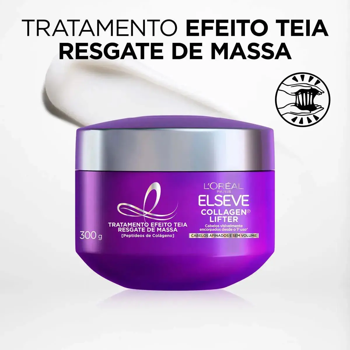 L'Oréal Paris Elseve Collagen Lifter Máscara de Tratamento Condicionante Efeito Teia Para Resgate de Massa com Peptídeos de Colágeno Reconstrói a Fibra e Dá Volume por 72h 300g thumbnail 2