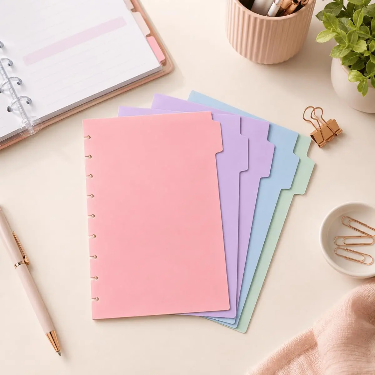 Kit 4 Divisórias Para Caderno Inteligente B5 Multicolorido 10 Furos Fichário Planner Para Estudar, Escola, Universitário, Profissional Premium