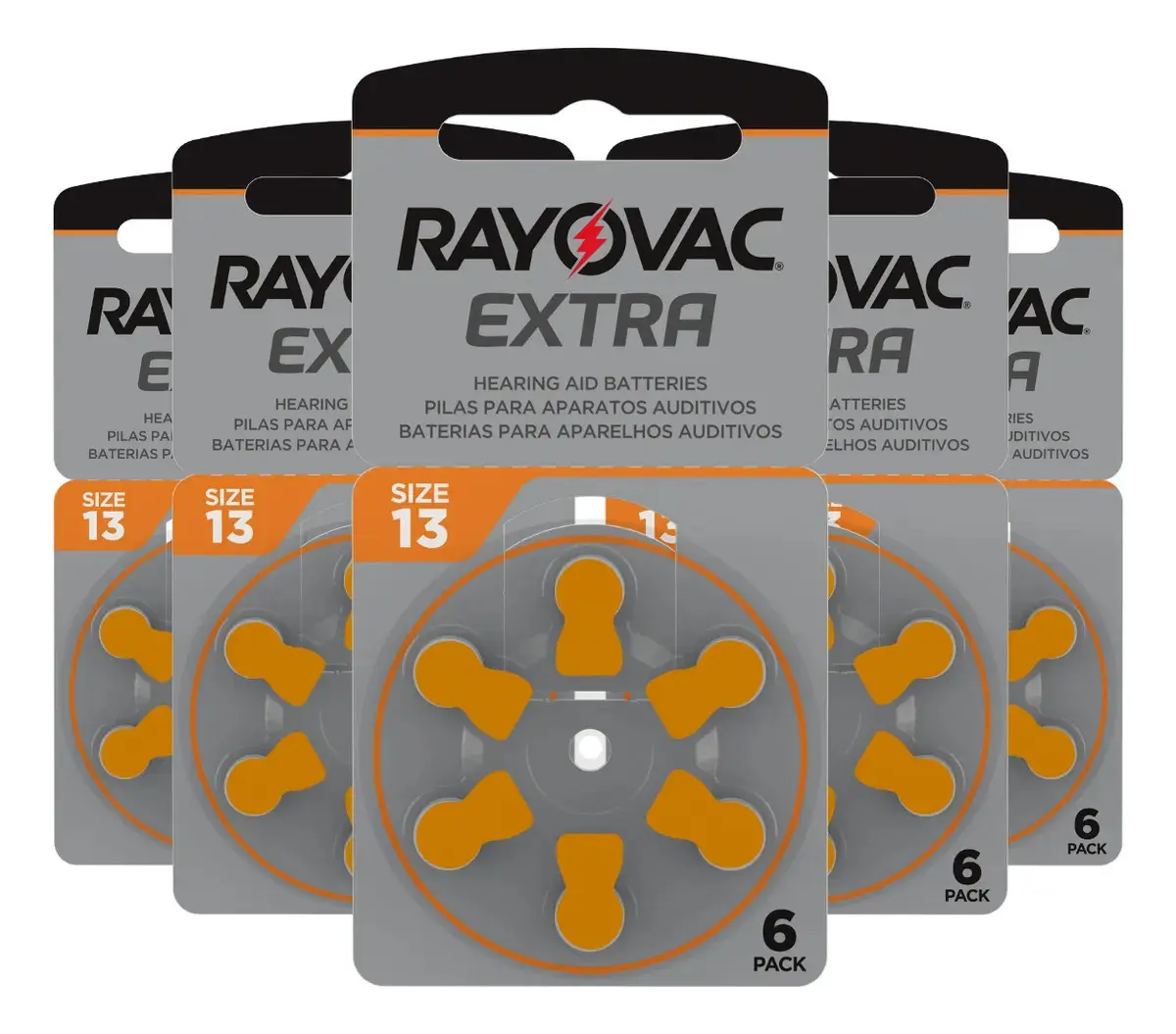 30 Pilhas Auditivas Rayovac Tamanho 13 / Pr13 / Pr13h