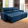 Sofá 3 Lugares Cama inBox Belém Retrátil e Reclinável Revestido em Suede Velusoft - 200cm de Largura - Azul - 1