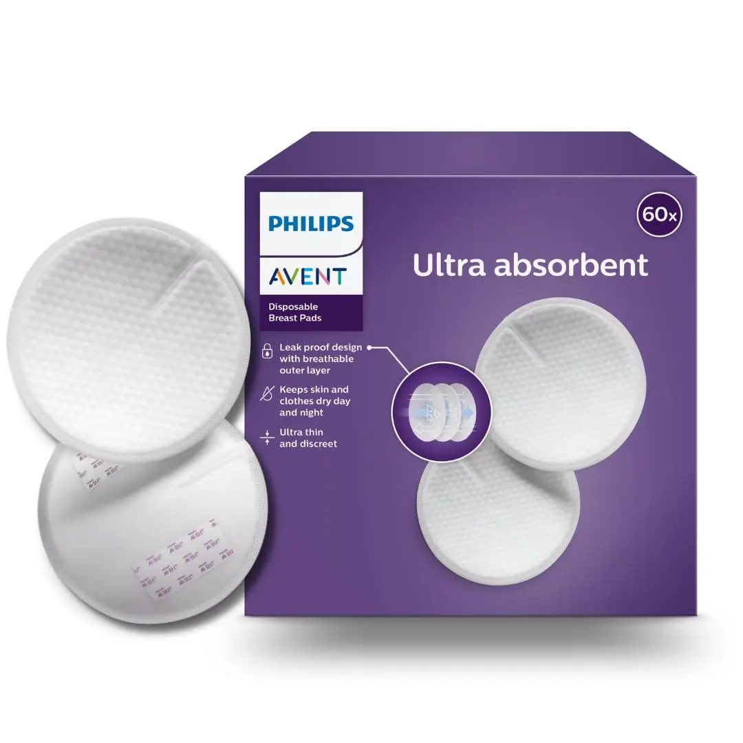 Absorventes Descartáveis para Seios Philips Avent | Ultra Absorção, Antivazamento e Toque Suave para Amamentação, 60 Unidades - SCF254/61