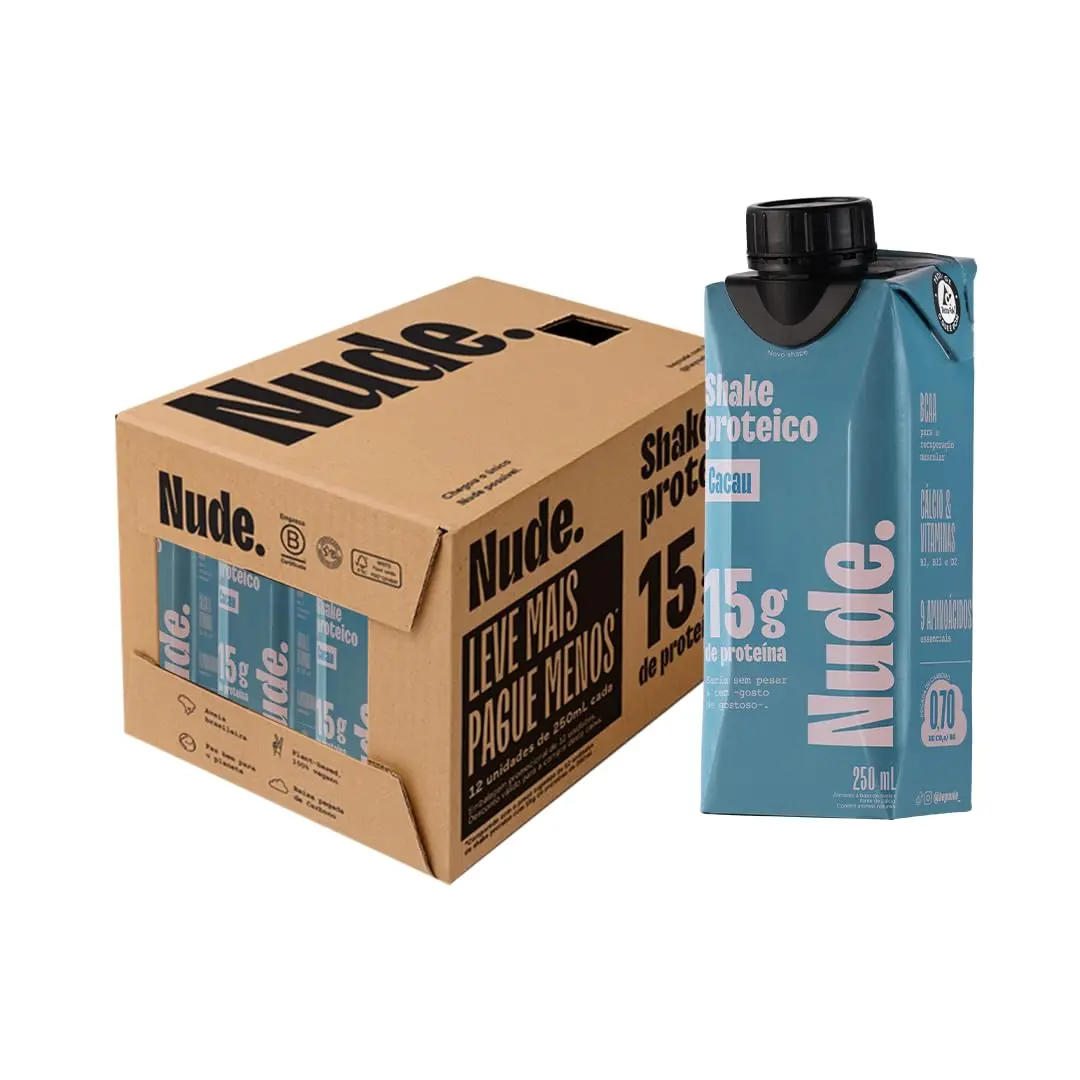 Nude Shake Proteico de Aveia Cacau 250ml - Promopack 12 Unidades