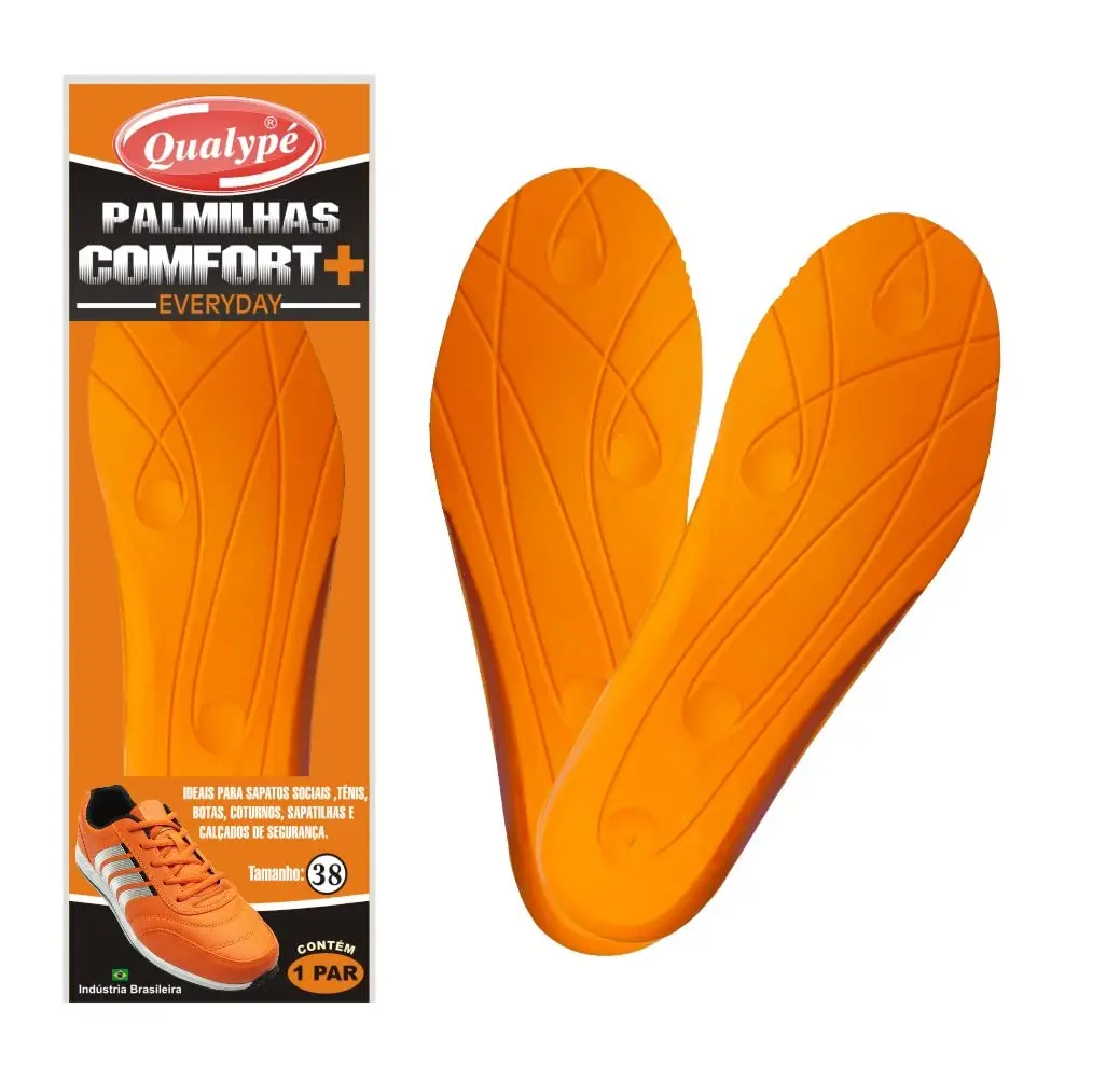 Qualypé Palmilha Comfort+ Preto/Laranja Tamanho 38