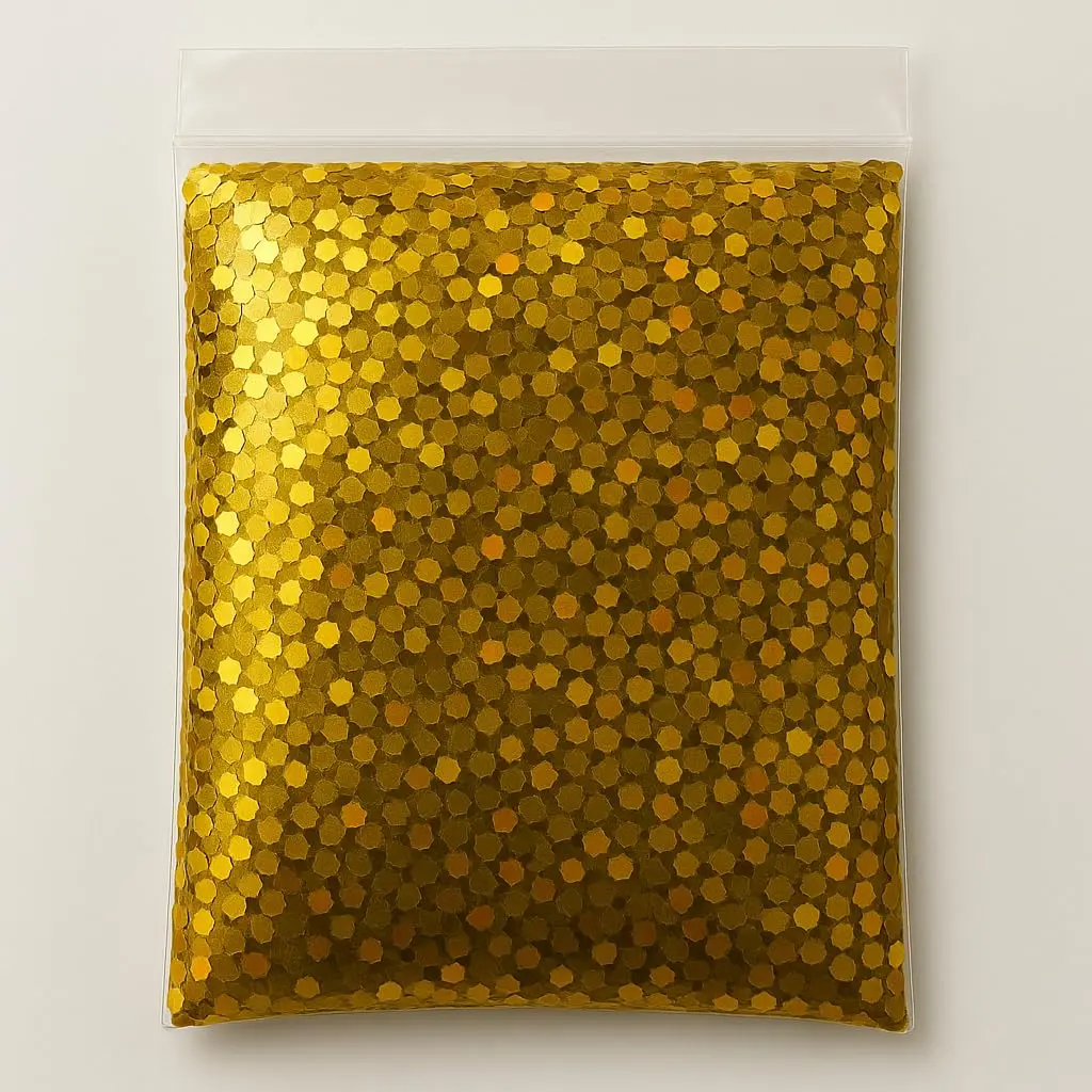 Confete Holográfico Mini 3mm 100g Dourado para Balão Bubble | Fácil de usar em balões bubble, cria efeito flutuante e luminoso